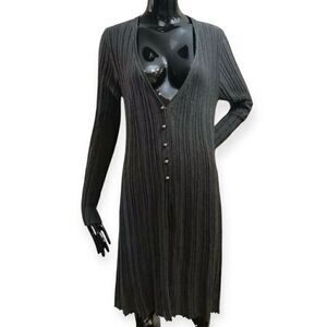 Kerisma Ribbed Deep V Neck Half Button Sweater Dress Size Medium